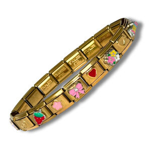 Feminine Italian Charm Bracelet Golden READY TO WEAR w/ 18 Vintage Style Charms